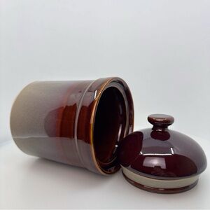 Vtg Sango Nova Brown Canister w/ Lid Stoneware Discontinued Kitchen Storage y2k